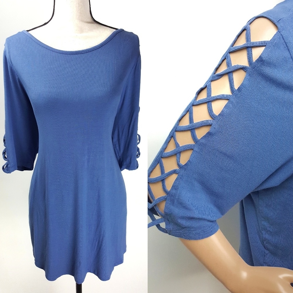 Crisscross Cut Out Sleeve Blouse